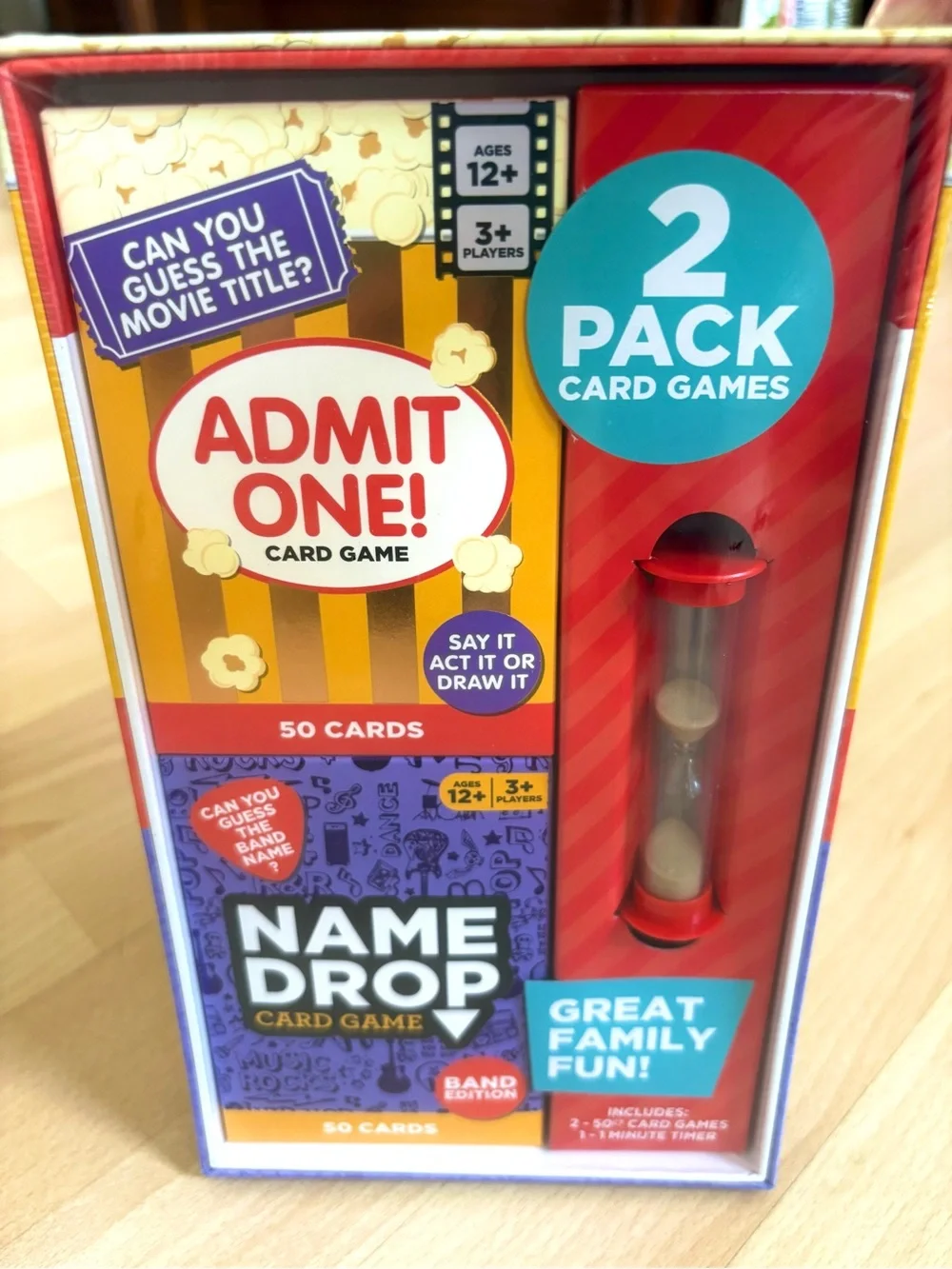 2-Pack Card Games Admit One & Name Drop with Timer | Family Game Night *NEW*